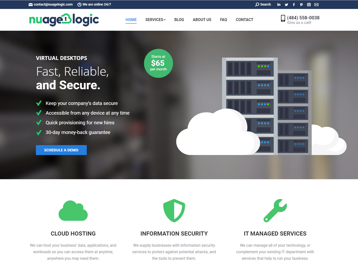 A snapshot of Nuage Logic's 2021 website update